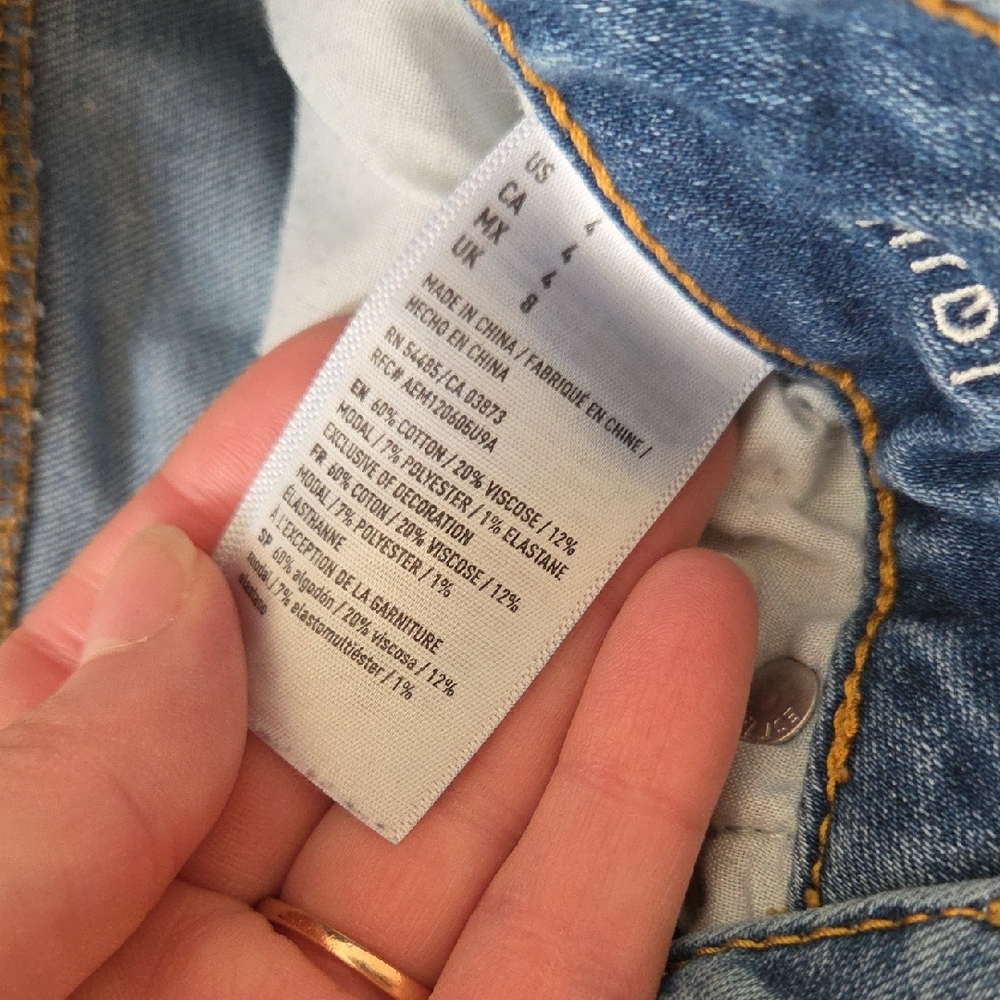 American Eagle Outfitters Ripped Blue Denim Shortie - Picture 2 of 4